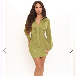 fashion nova green nights to remember mini dress